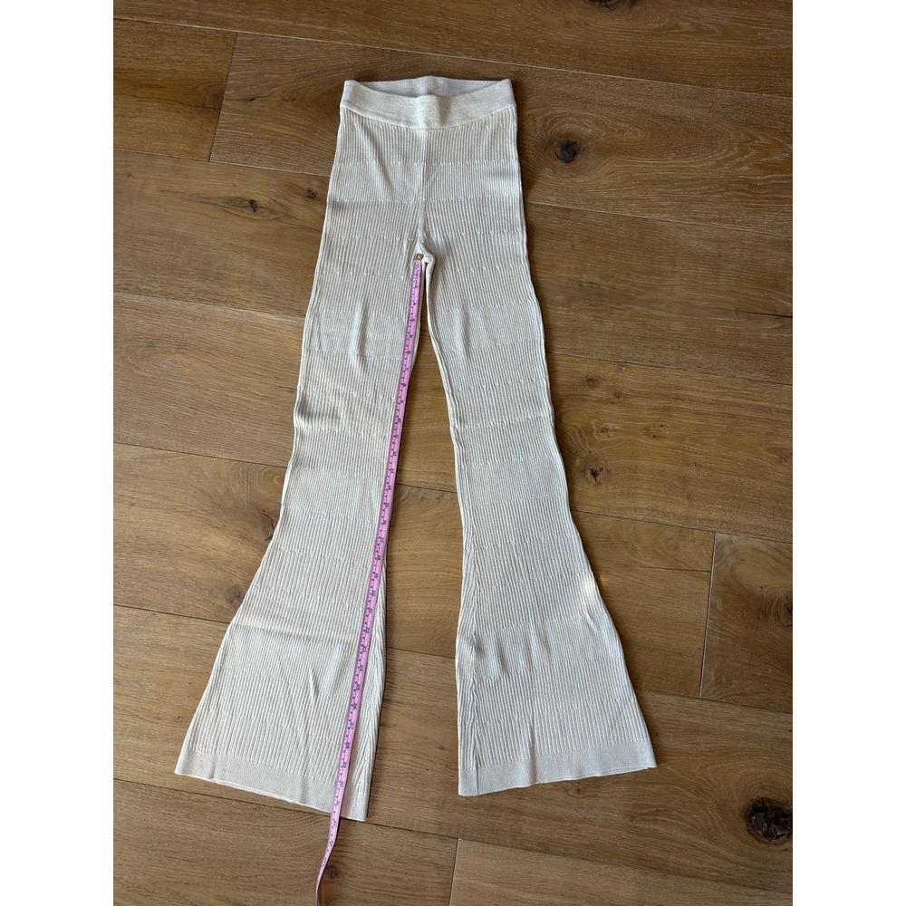 Song of Style Ribbed Knit Flare Pants Cream Size Small NWOT